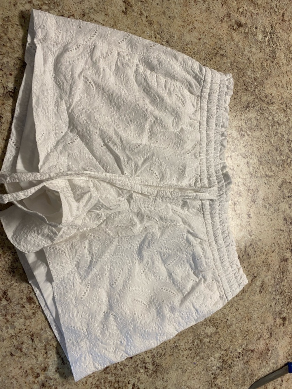 LOFT White Eyelet Drawstring Athletic Shorts